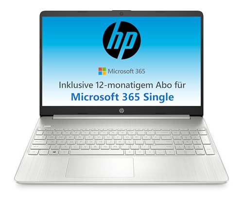 HP Laptop | 15,6" FHD Display | Intel Celeron N4500 | 4 GB DDR4 RAM | 128 GB SSD | Intel UHD Graphics | Windows 11 Home im S-Modus | QWERTZ Tastatur | Silber | inkl. Microsoft Office 365 Single