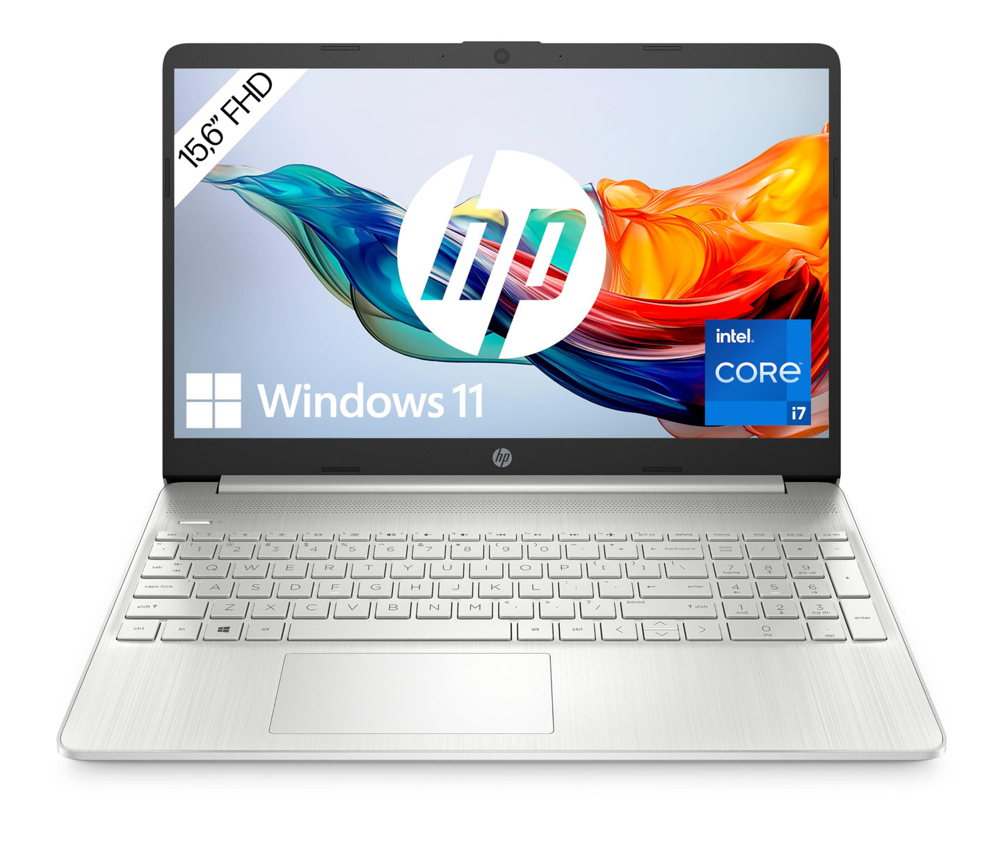 HP Laptop | 15,6" FHD Display | Intel Celeron N4500 | 4 GB DDR4 RAM | 128 GB SSD | Intel UHD Graphics | Windows 11 Home im S-Modus | QWERTZ Tastatur | Silber | inkl. Microsoft Office 365 Single